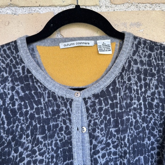 Autumn Cashmere Black and Gray Patterned Cashmere Cardigan - Picture 2 of 3